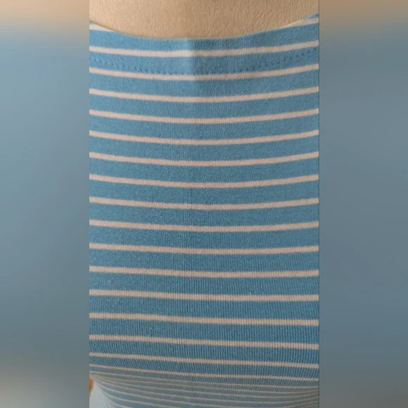 Ralph Lauren Light Blue and White Striped Short Sleeve Top - Picture 2 of 7